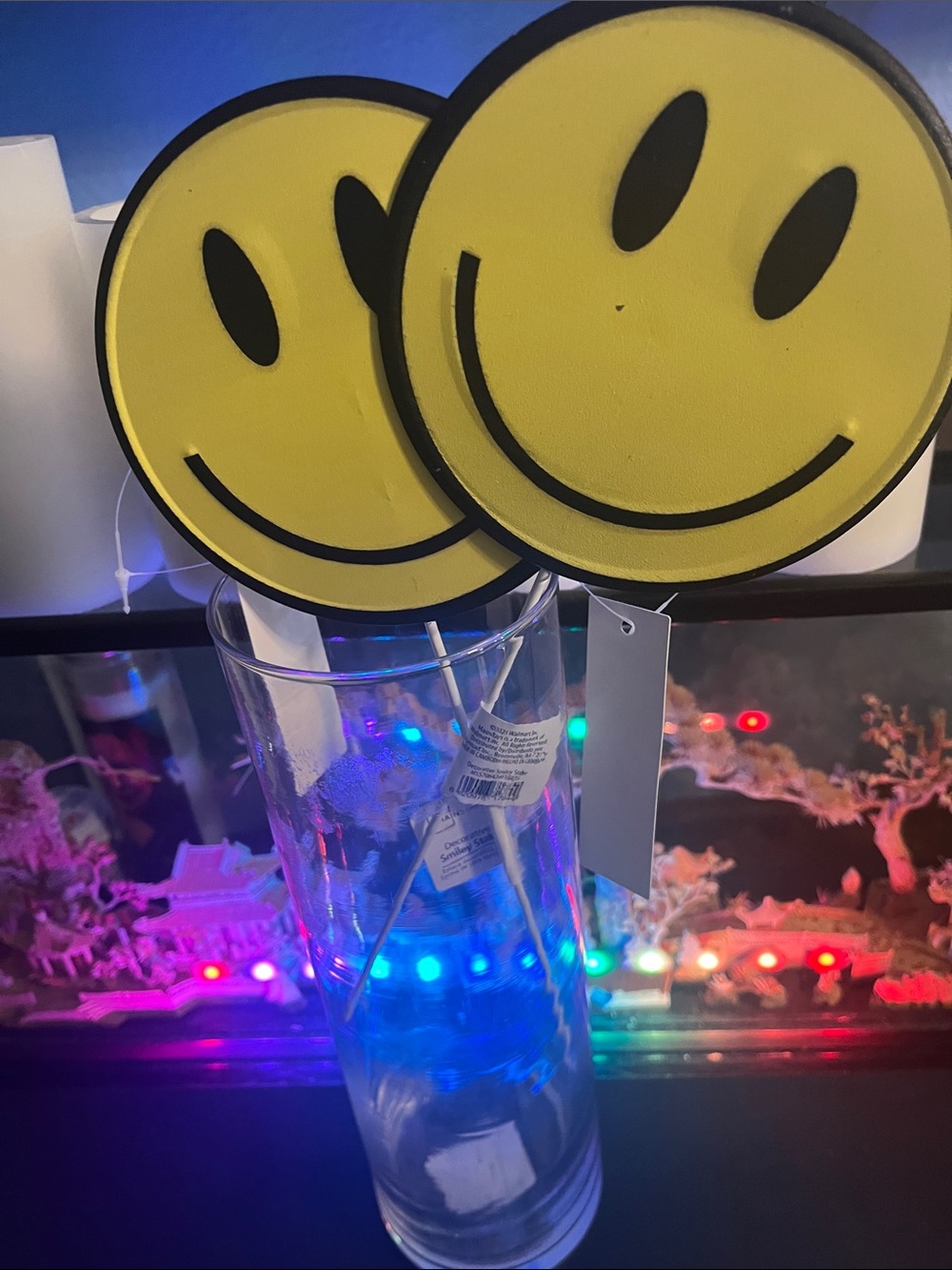Smiley Face Party Picks - Yellow Happy Face Decorations set of 2